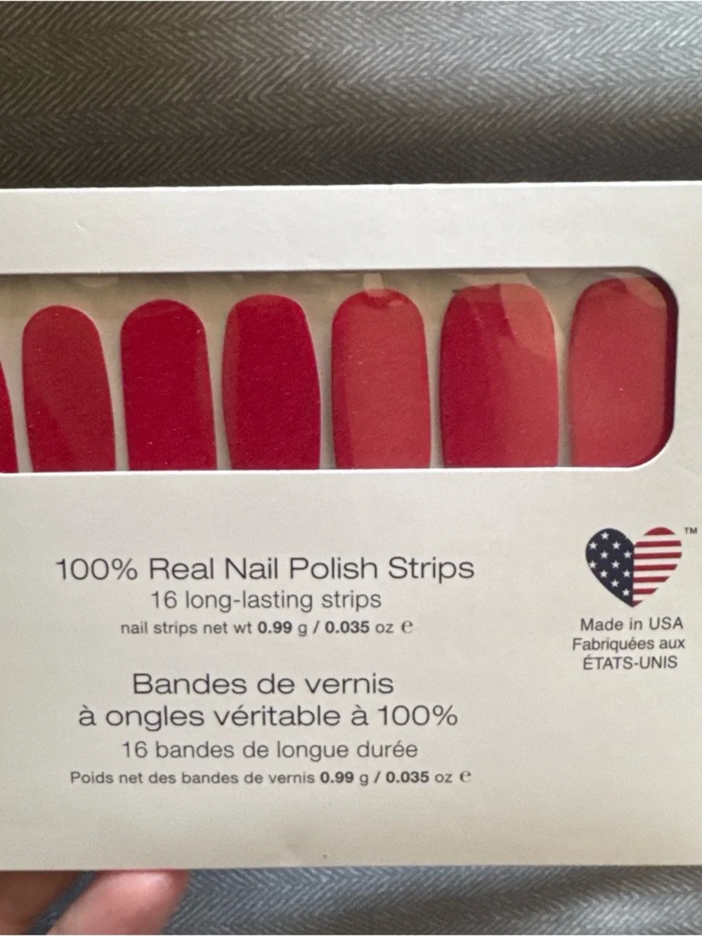 Color Street Nail Polish Strips - Red, Blue, Cream with Silver Stars - Picture 4 of 5